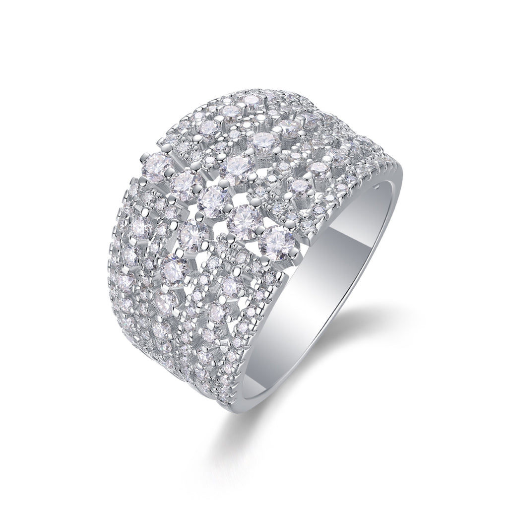 Ballet Moissanite Band Ring in Sterling Silver