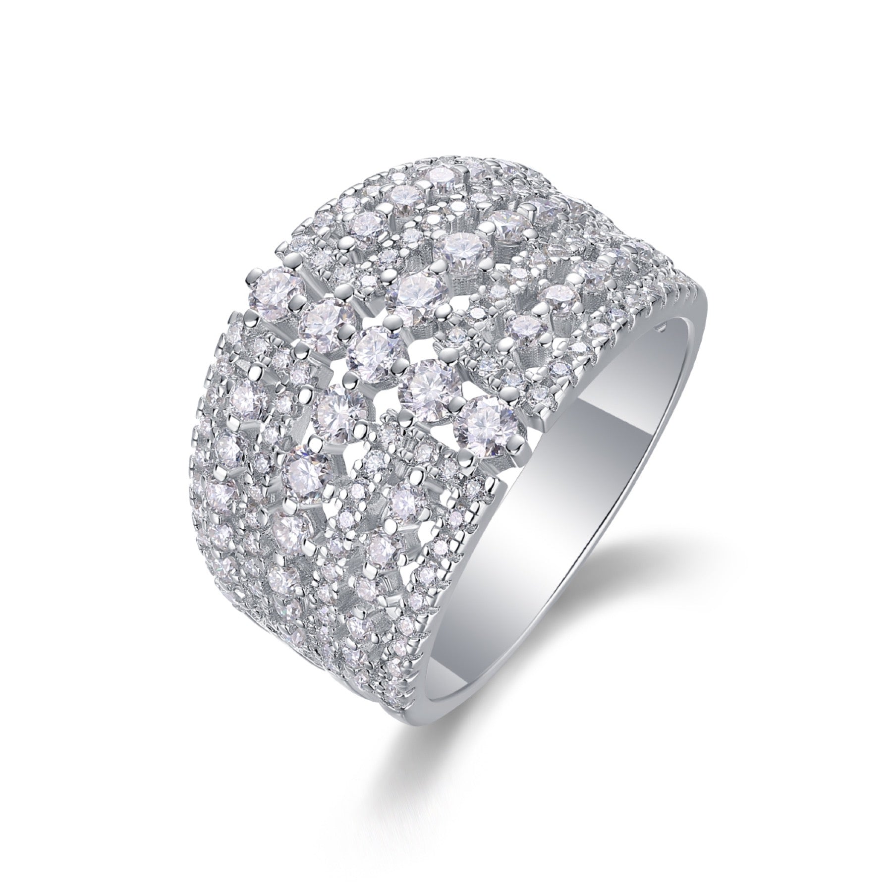 Ballet Moissanite Band Ring in Sterling Silver