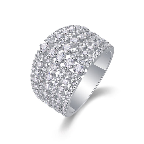 Ballet Moissanite Band Ring in Sterling Silver