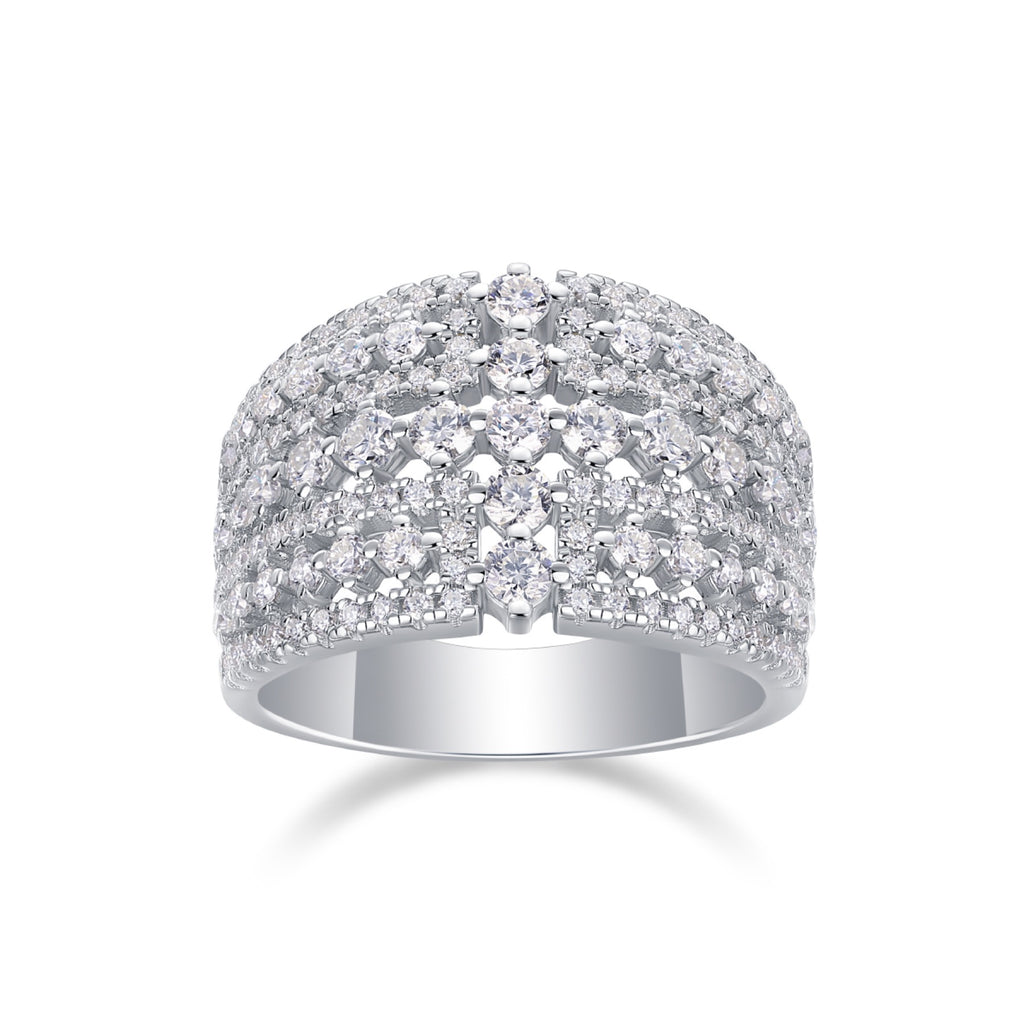 Ballet Moissanite Band Ring in Sterling Silver
