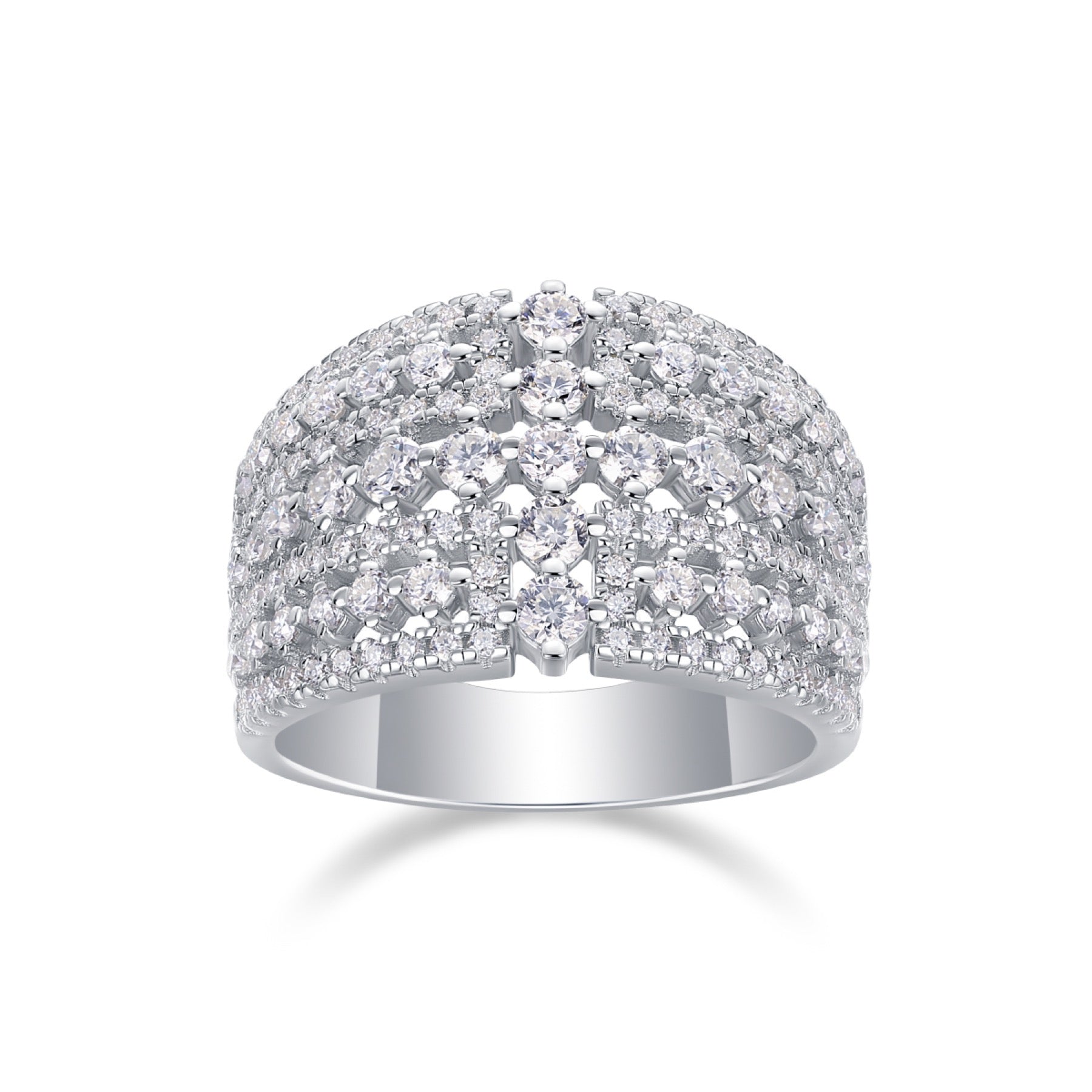 Ballet Moissanite Band Ring in Sterling Silver