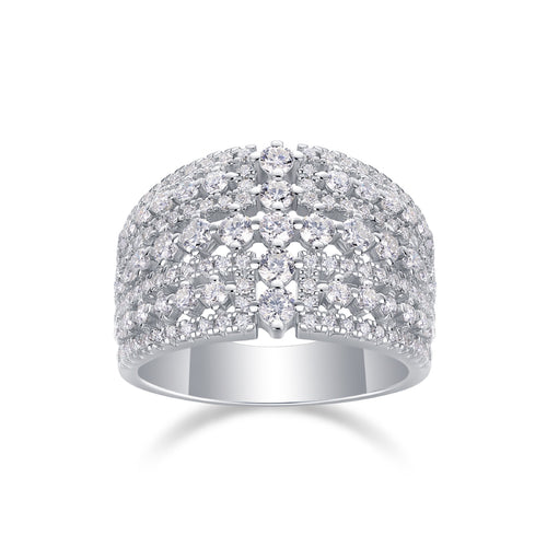 Ballet Moissanite Band Ring in Sterling Silver