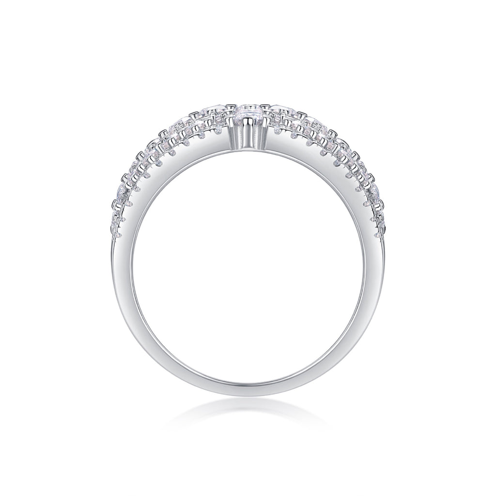 Ballet Moissanite Band Ring in Sterling Silver