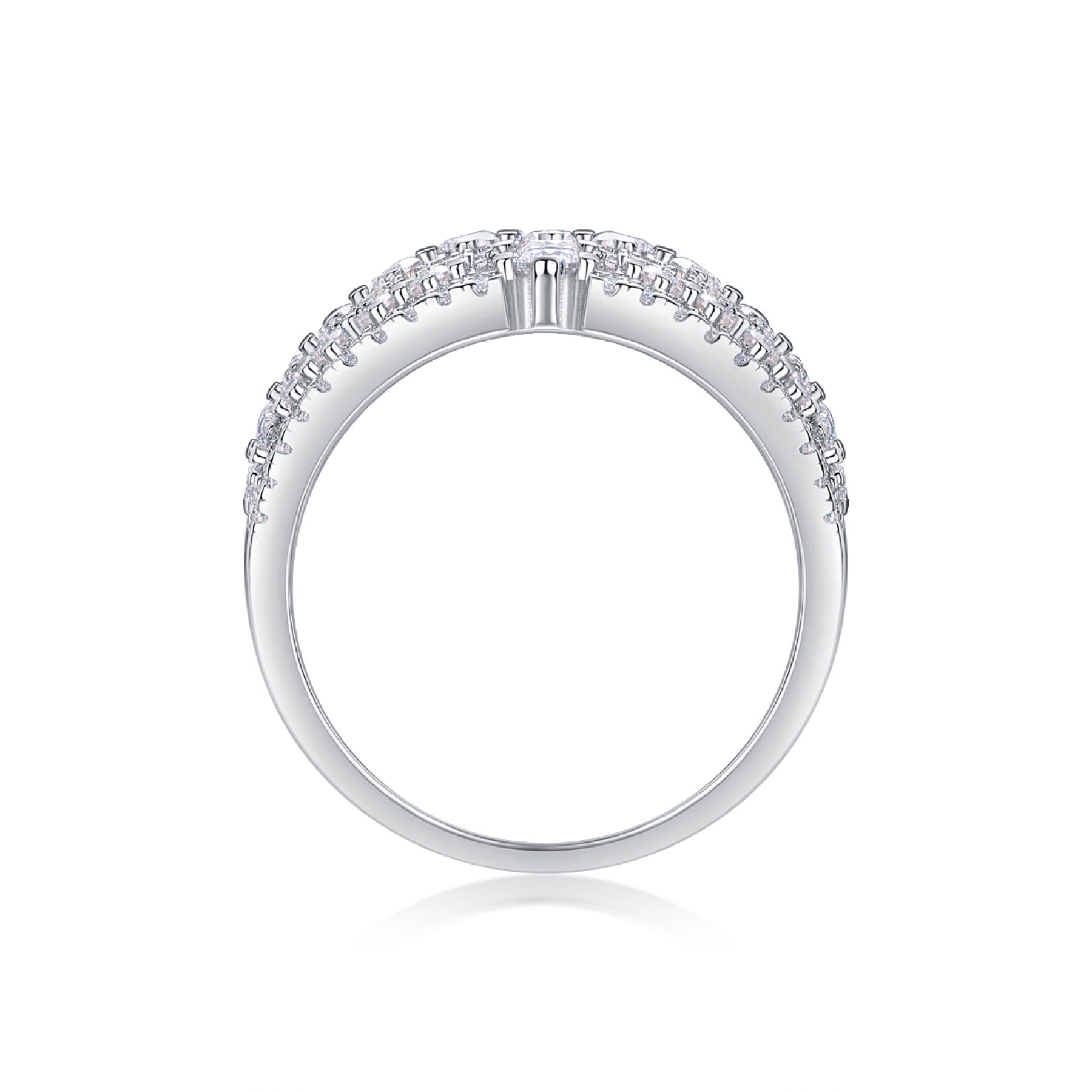 Ballet Moissanite Band Ring in Sterling Silver