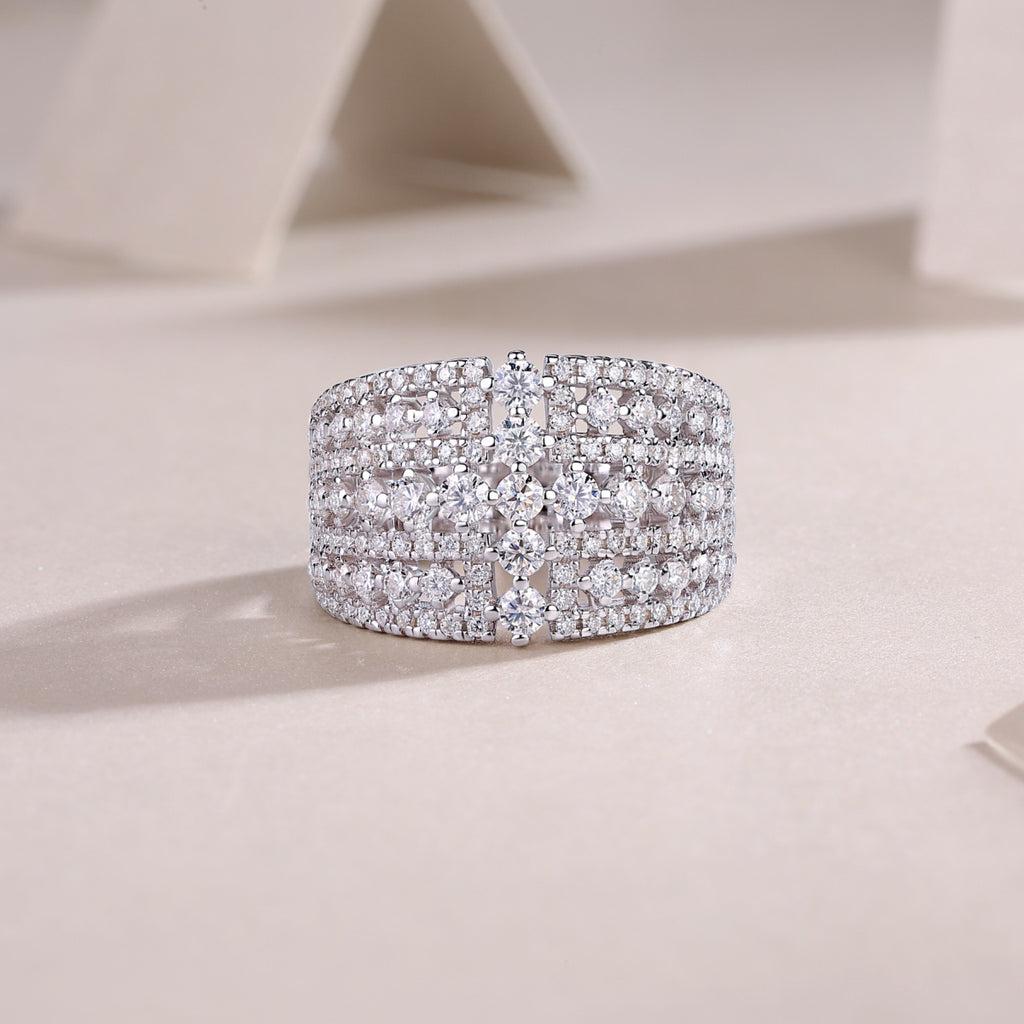 Ballet Moissanite Band Ring in Sterling Silver