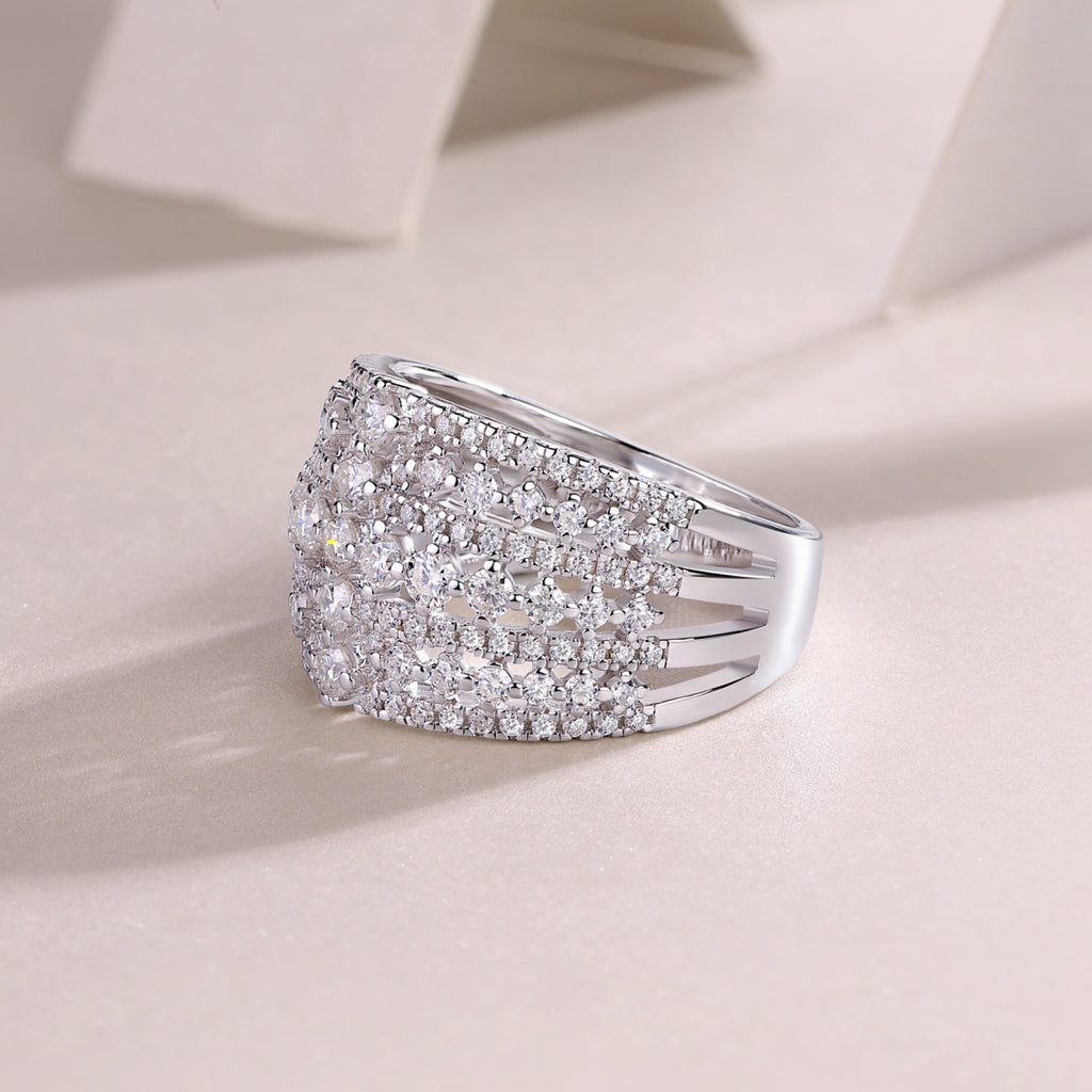 Ballet Moissanite Band Ring in Sterling Silver