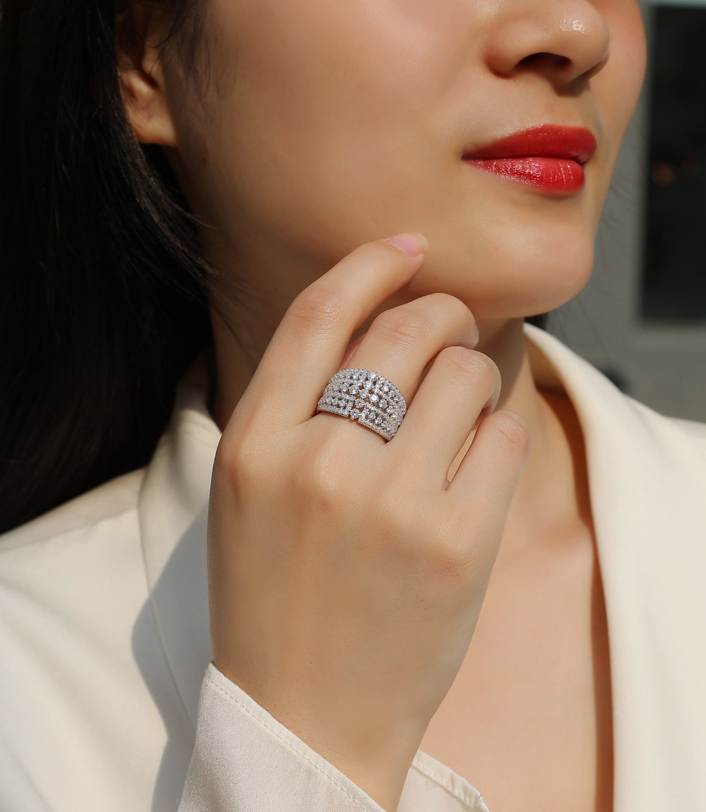 Ballet Moissanite Band Ring in Sterling Silver
