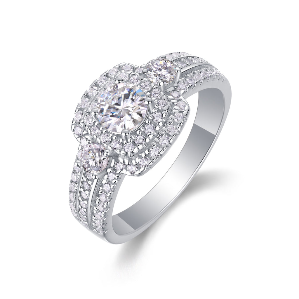 Gobi Moissanite Halo Ring in Sterling Silver