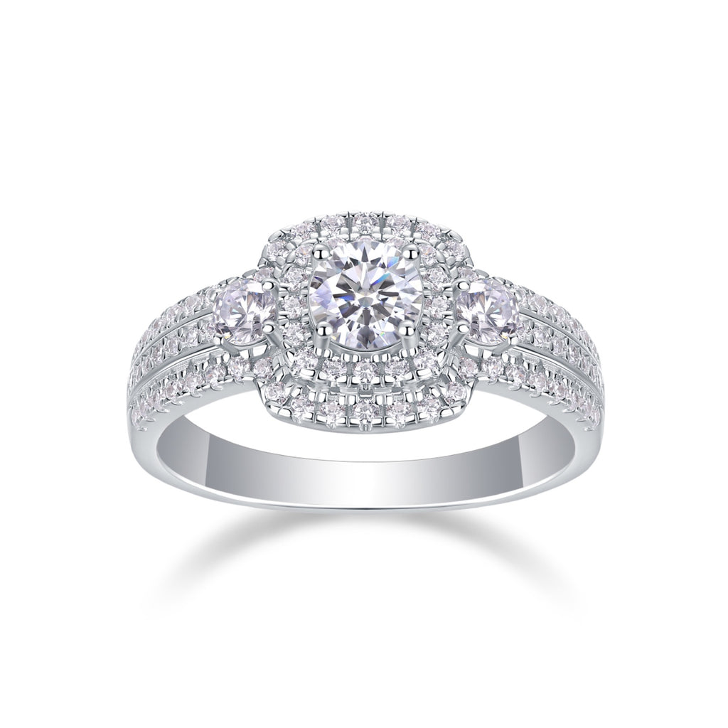 Gobi Moissanite Halo Ring in Sterling Silver