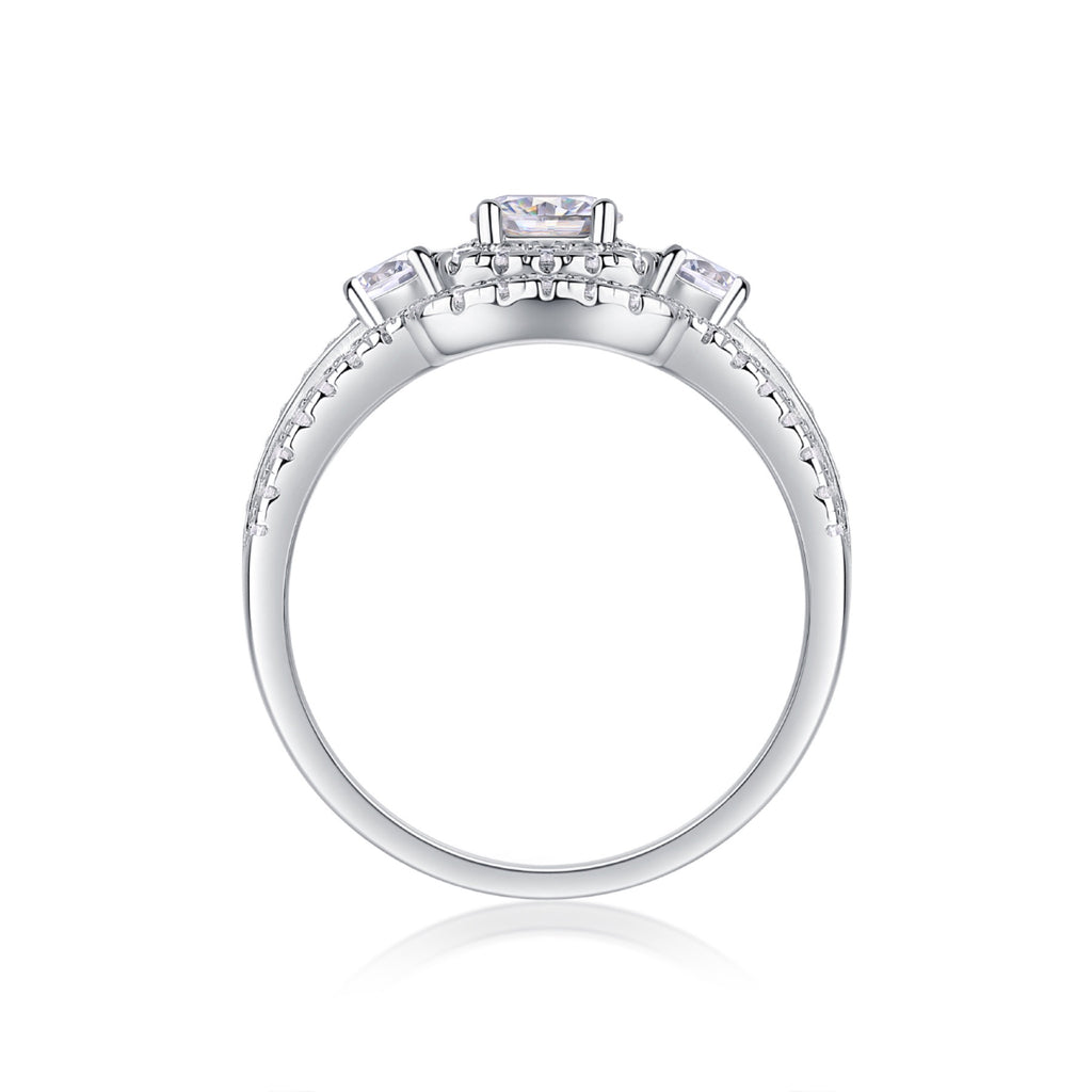 Gobi Moissanite Halo Ring in Sterling Silver