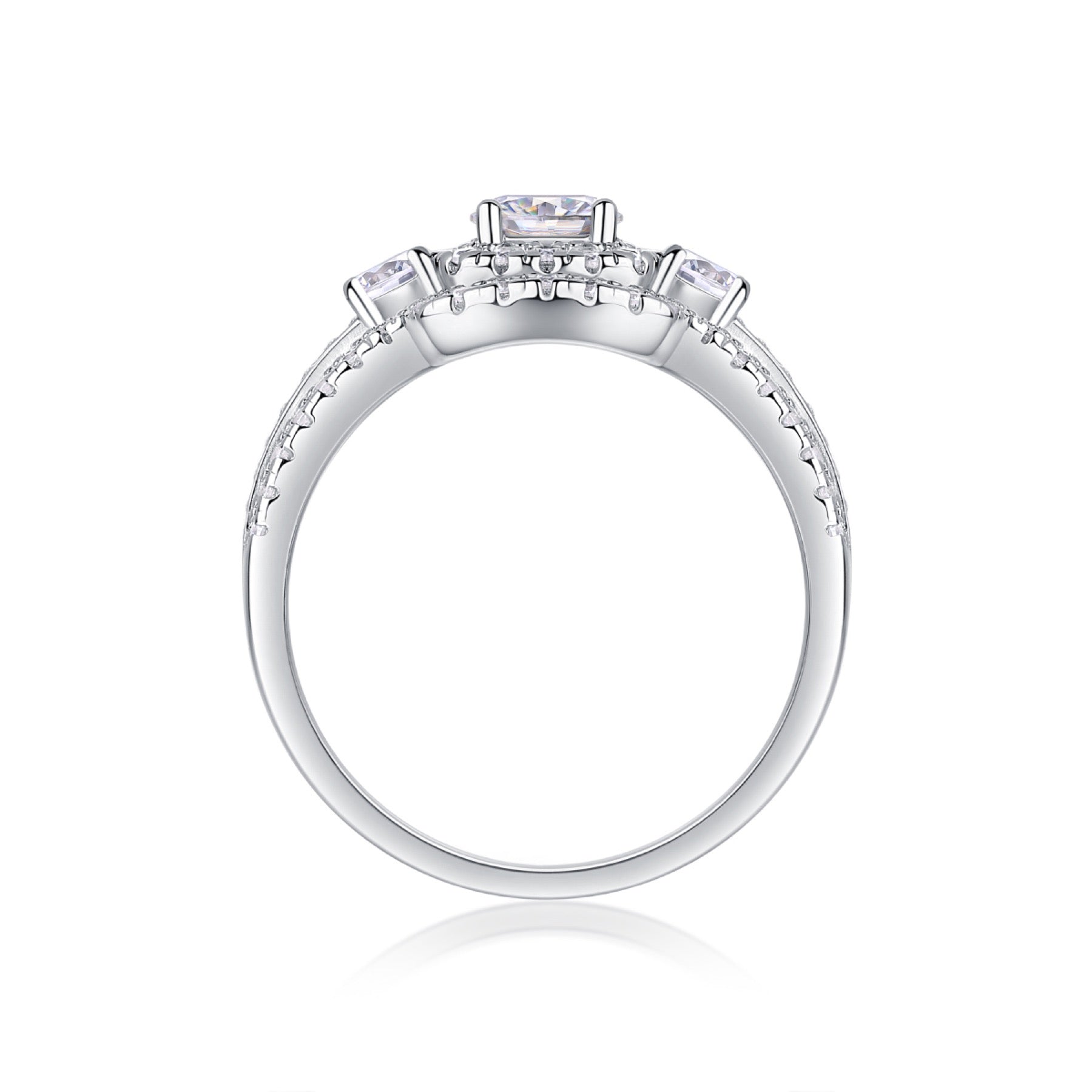 Gobi Moissanite Halo Ring in Sterling Silver
