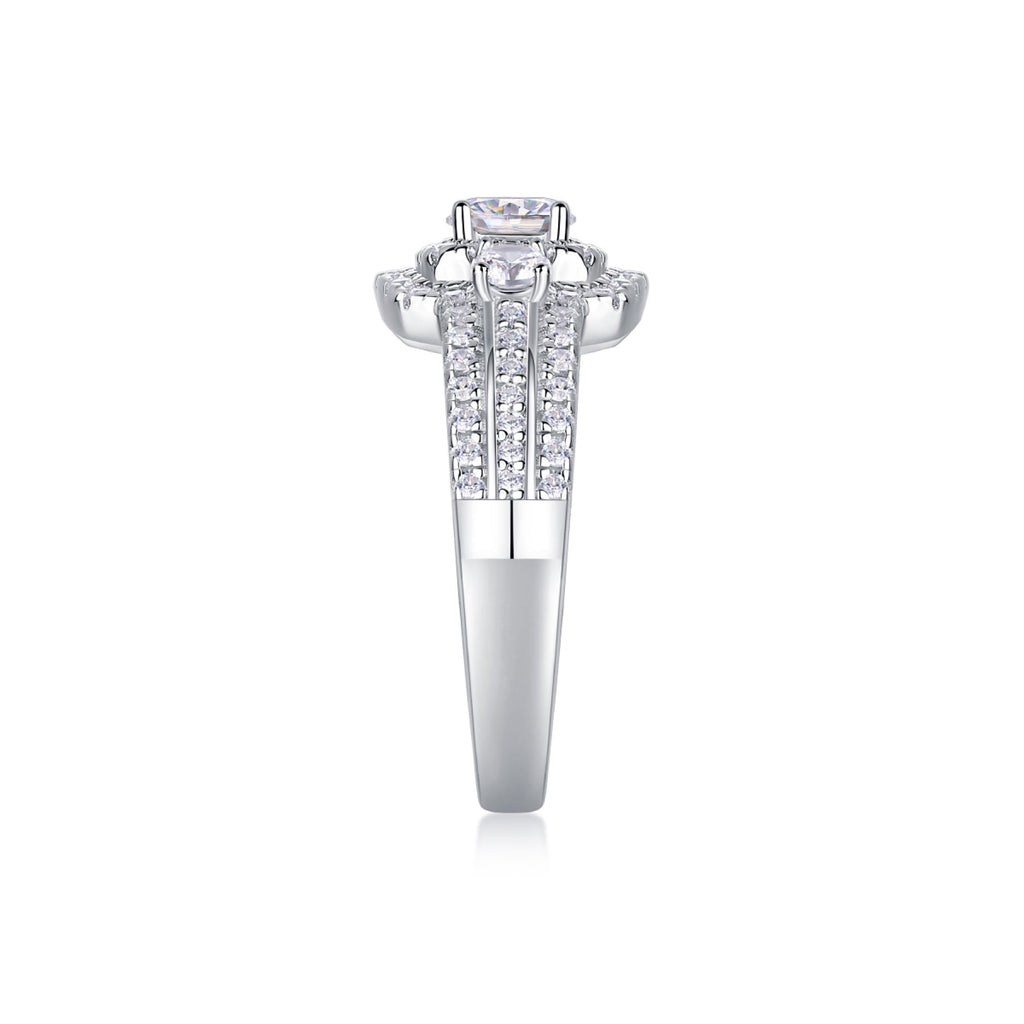 Gobi Moissanite Halo Ring in Sterling Silver