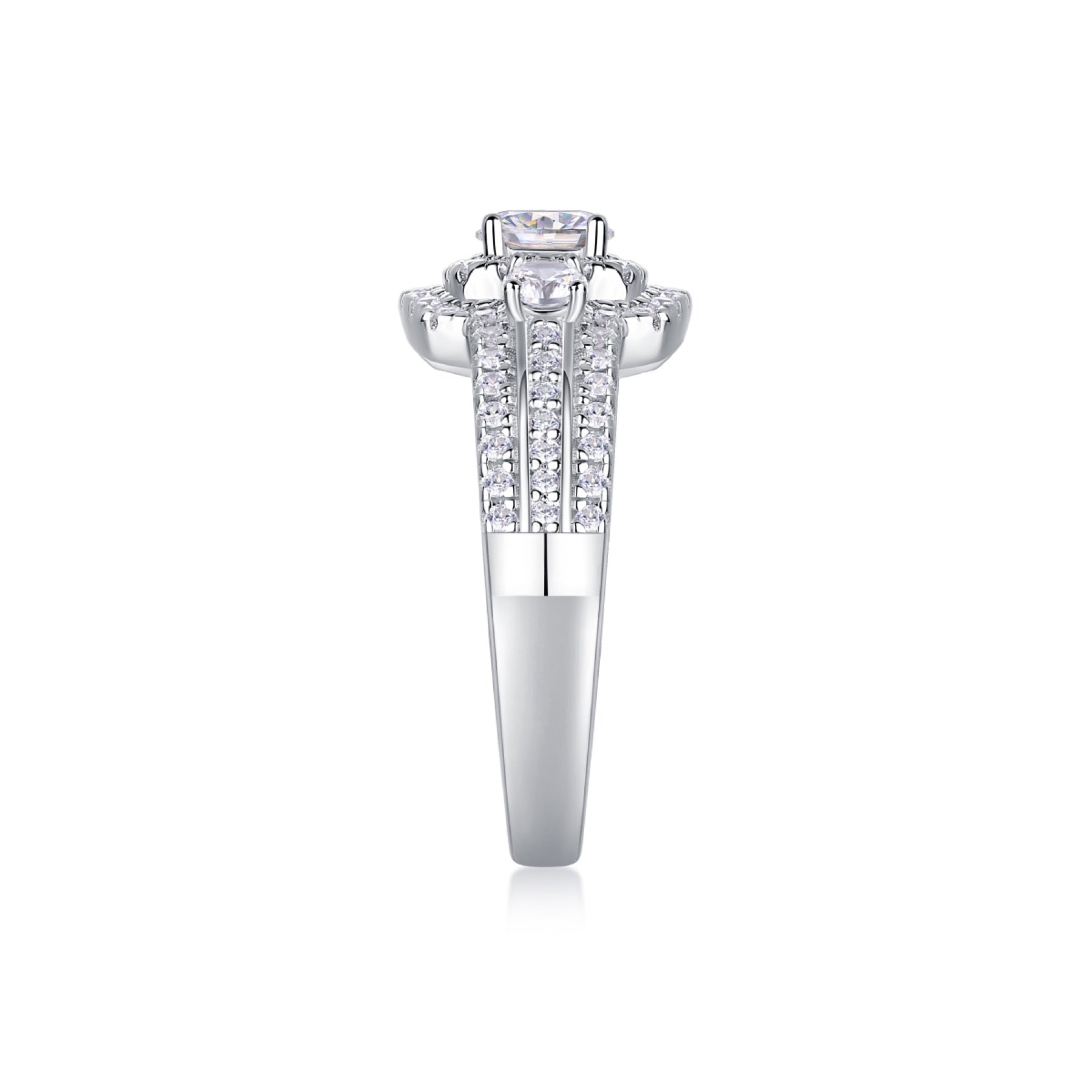 Gobi Moissanite Halo Ring in Sterling Silver