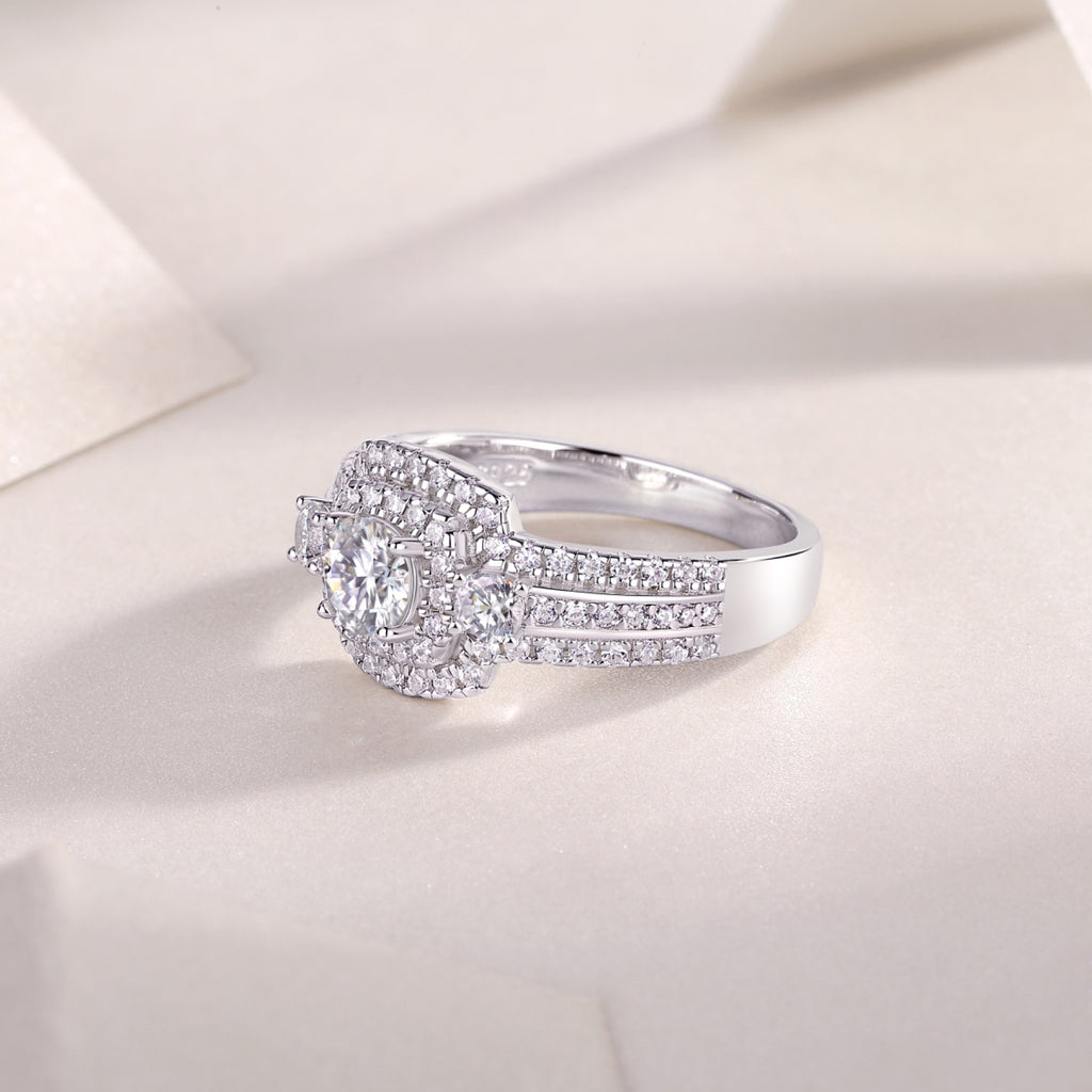 Gobi Moissanite Halo Ring in Sterling Silver