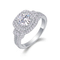 Molten Moissanite Halo Ring in Sterling Silver