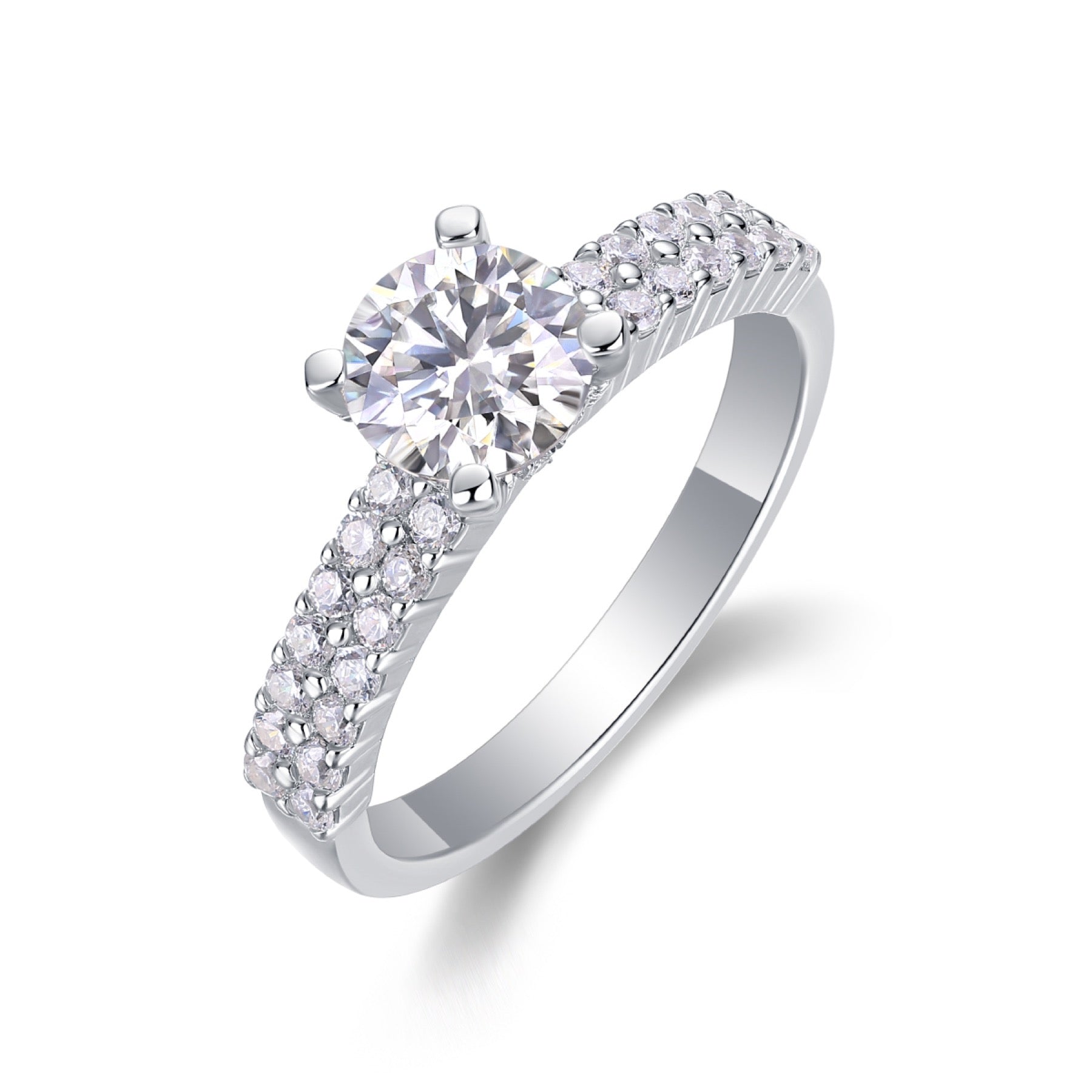 Ajar Moissanite Solitaire Ring in Sterling Silver