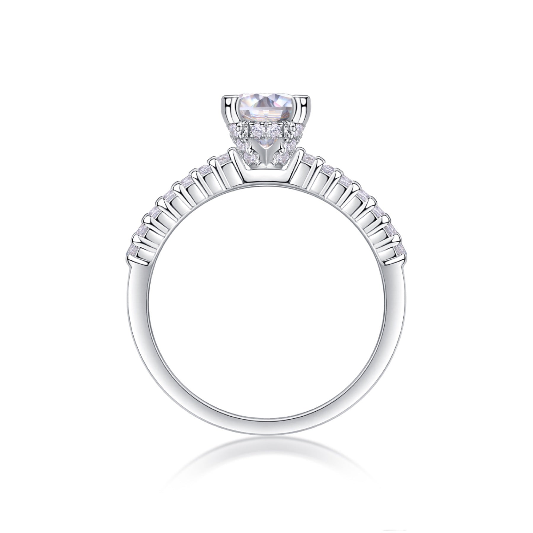 Ajar Moissanite Solitaire Ring in Sterling Silver