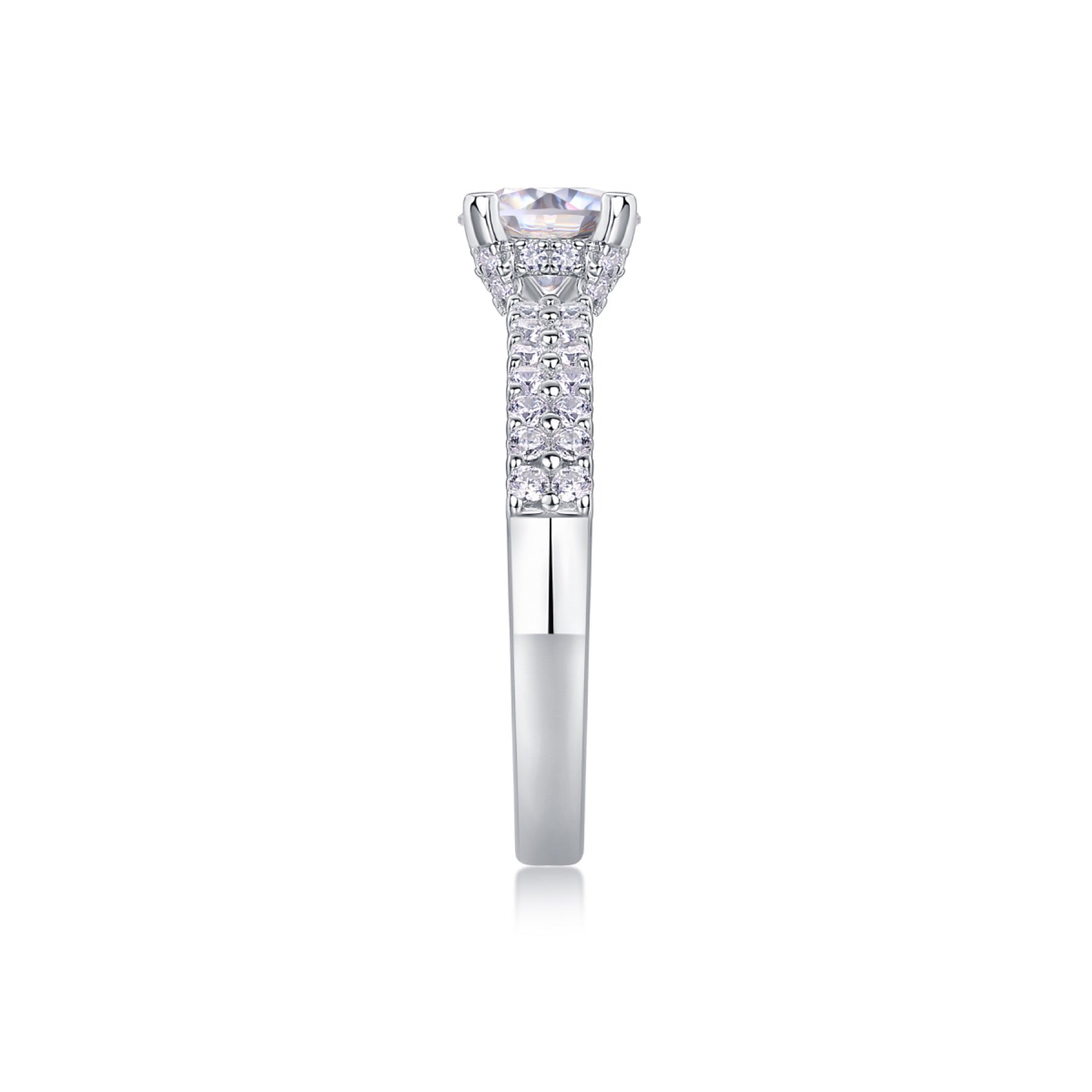 Ajar Moissanite Solitaire Ring in Sterling Silver