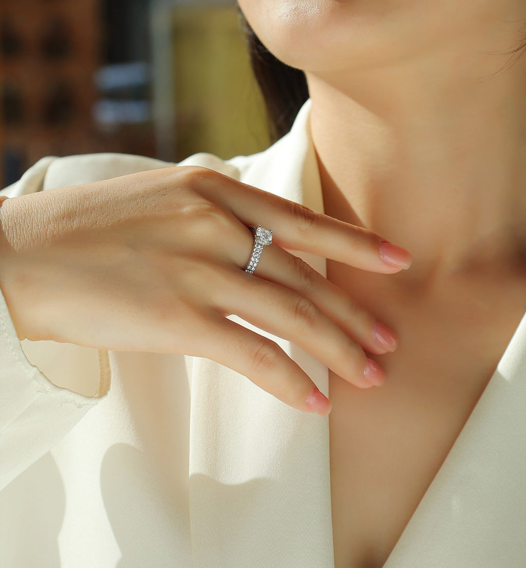 Ajar Moissanite Solitaire Ring in Sterling Silver