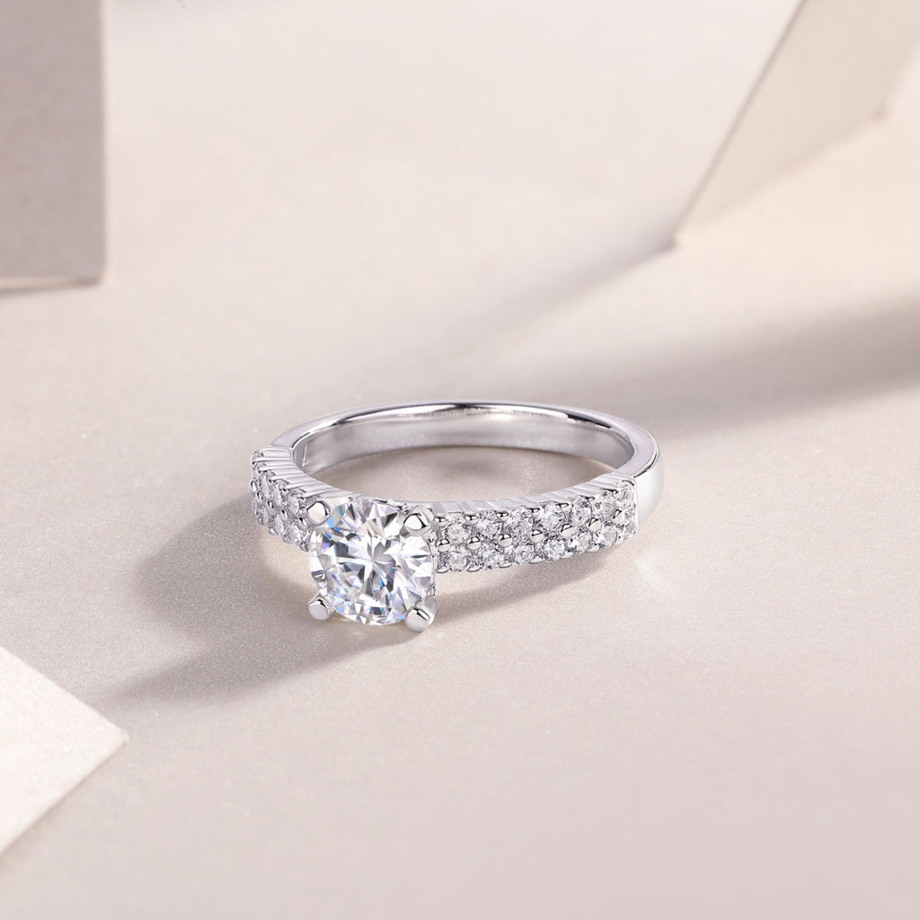 Ajar Moissanite Solitaire Ring in Sterling Silver