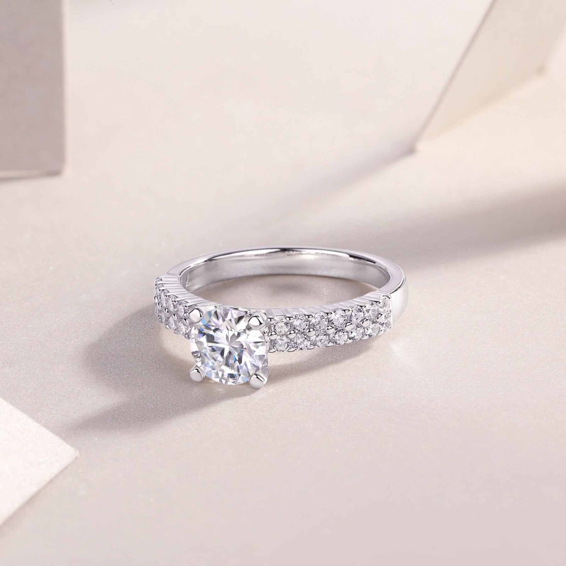 Ajar Moissanite Solitaire Ring in Sterling Silver