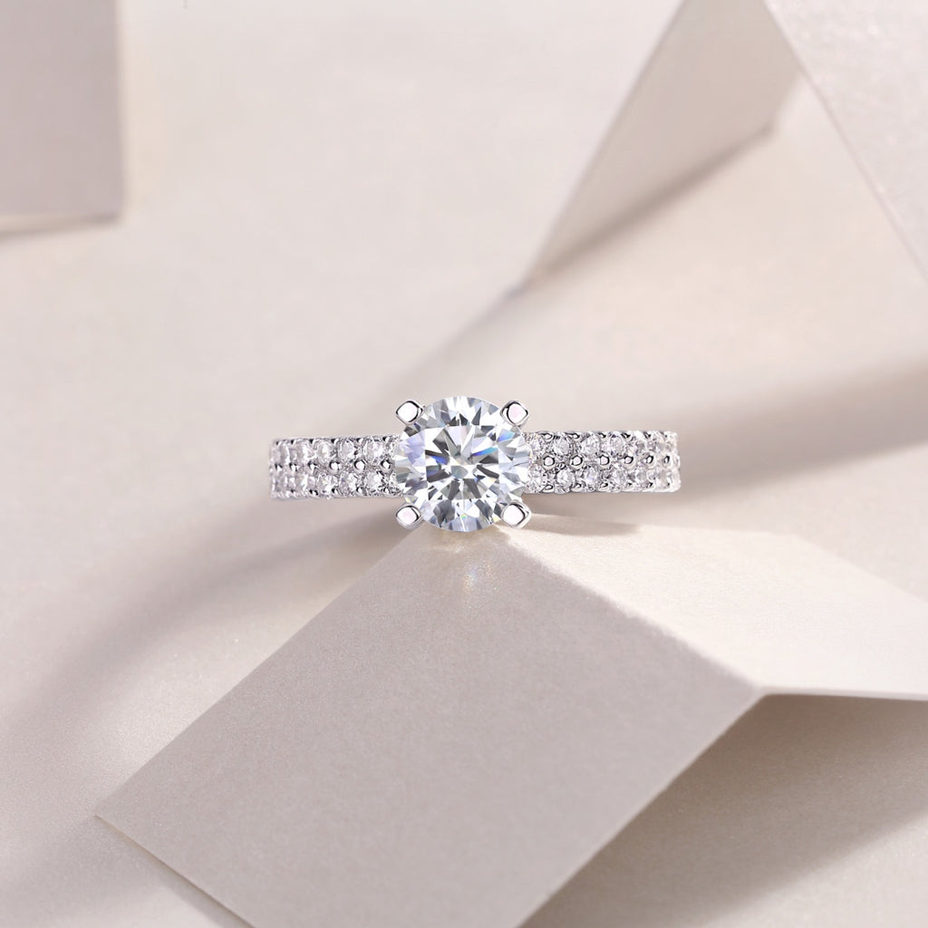 Ajar Moissanite Solitaire Ring in Sterling Silver