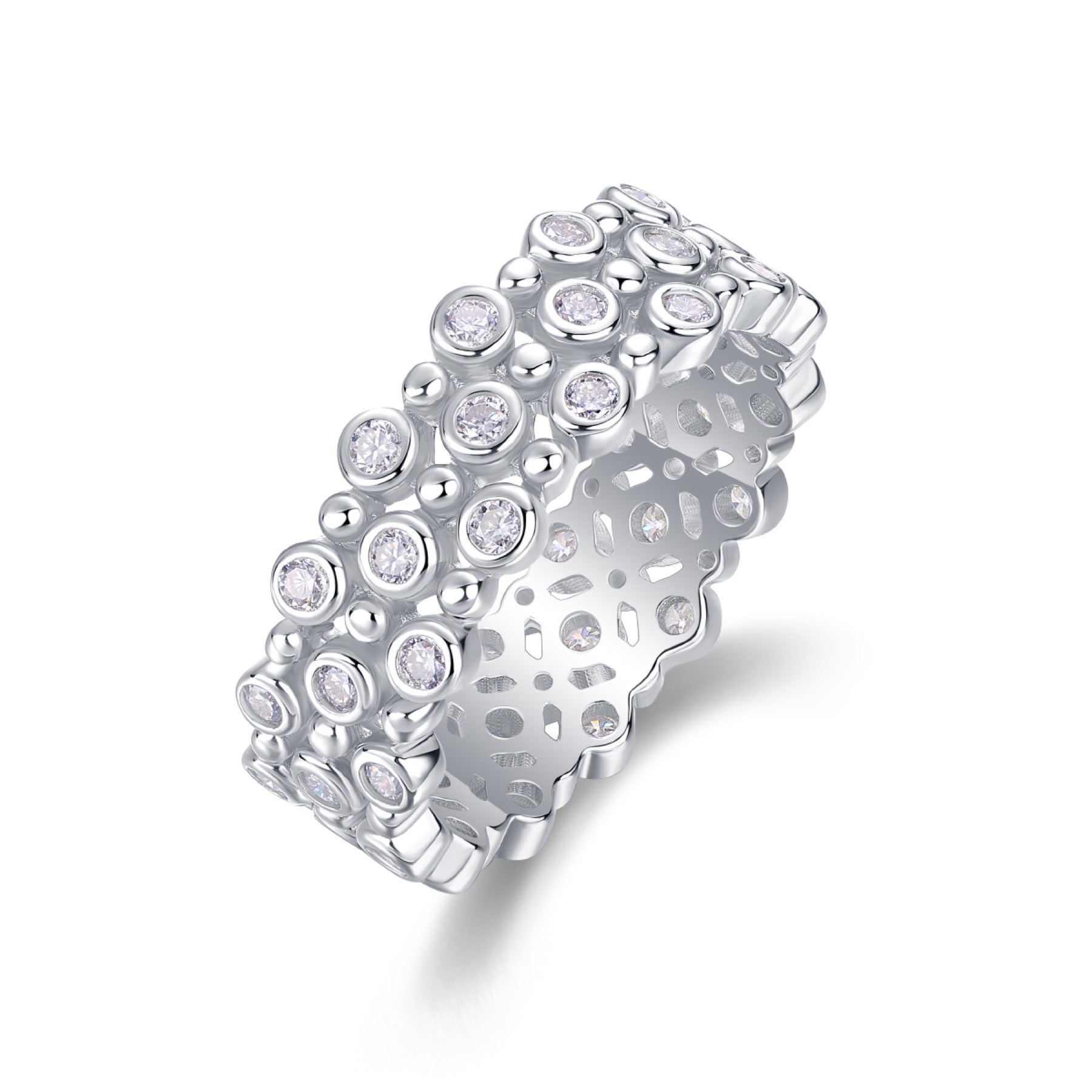 Starheart Moissanite Band Ring in Sterling Silver