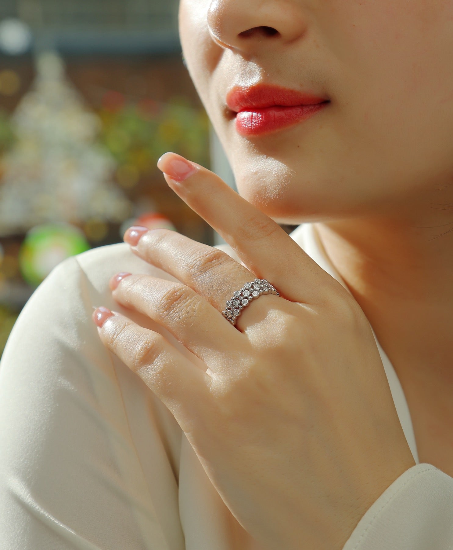 Starheart Moissanite Band Ring in Sterling Silver
