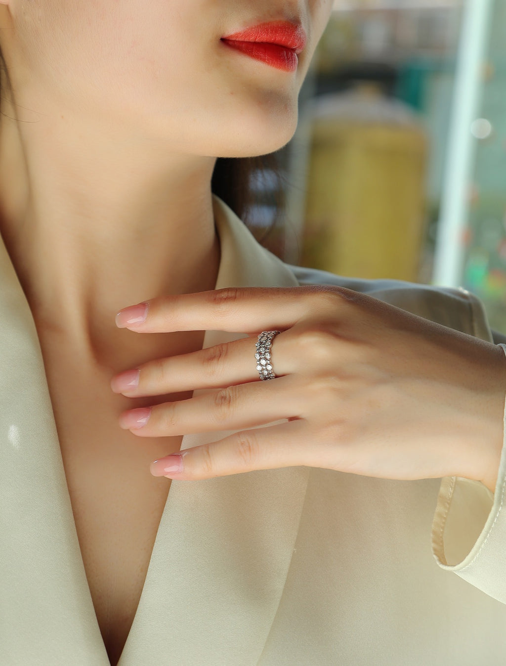 Starheart Moissanite Band Ring in Sterling Silver