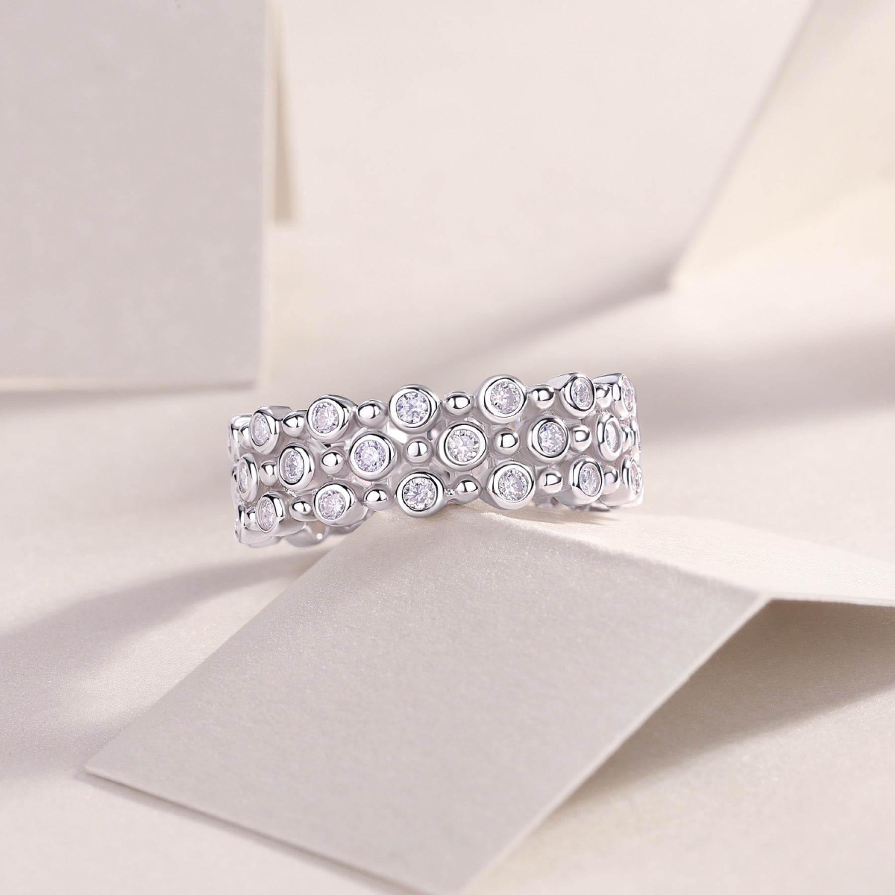Starheart Moissanite Band Ring in Sterling Silver