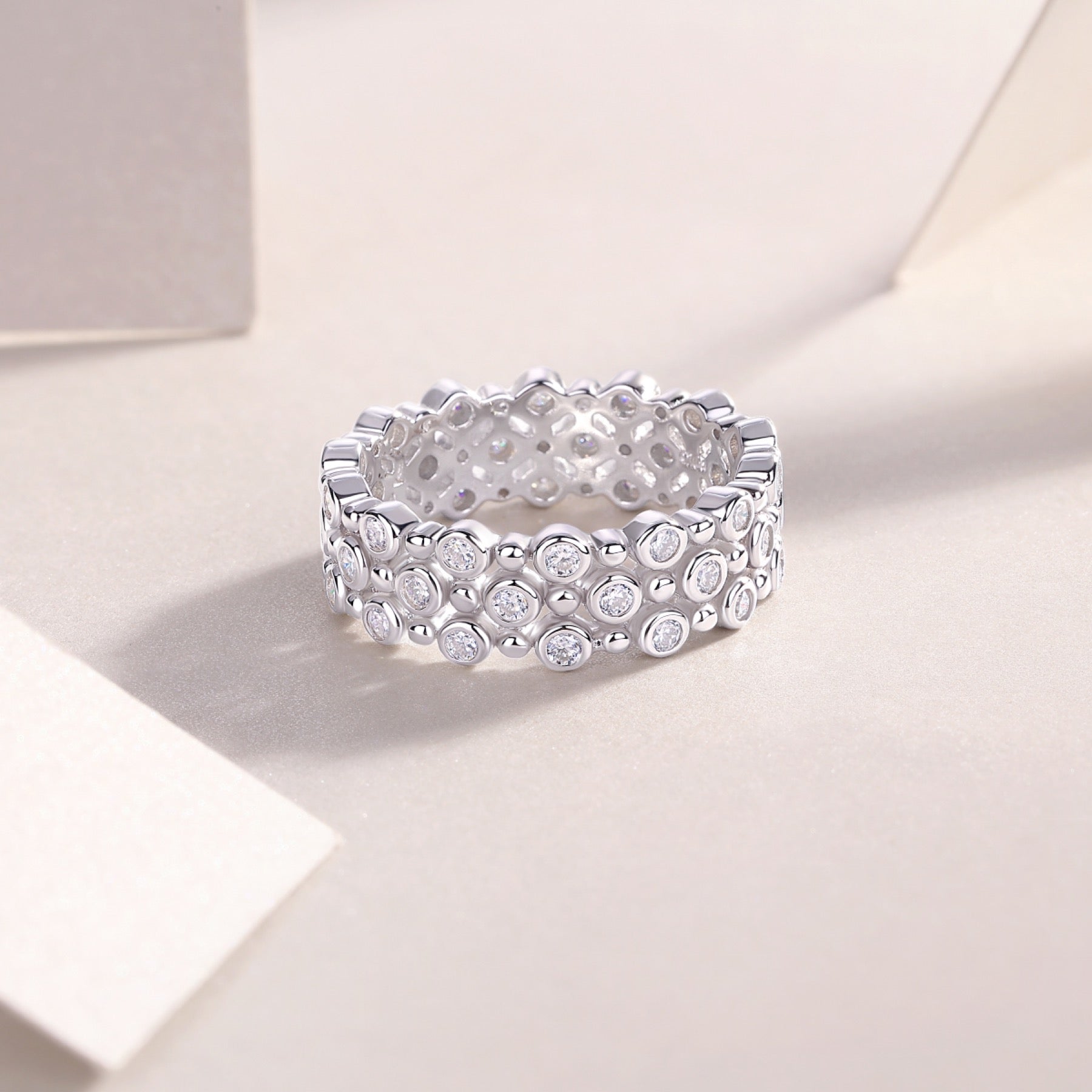 Starheart Moissanite Band Ring in Sterling Silver