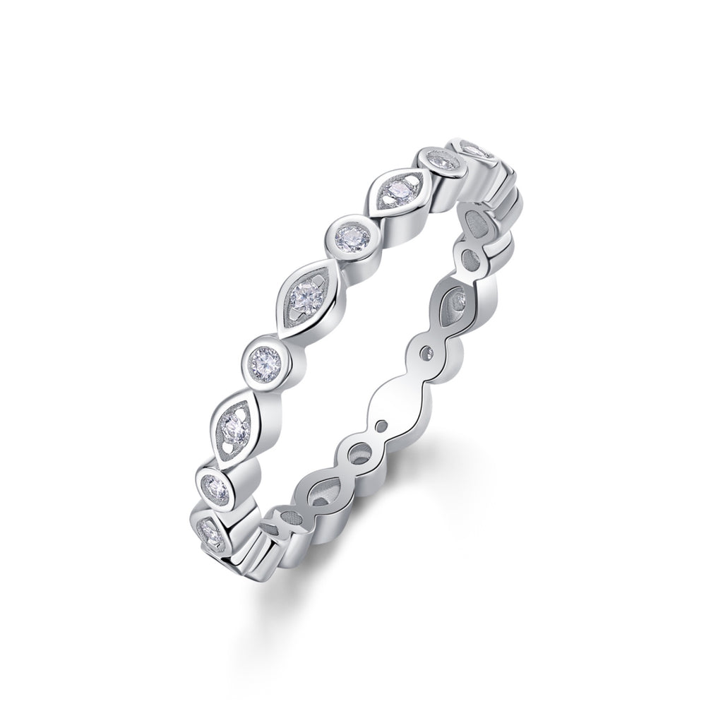 Brilliant Moissanite Eternity Band Ring in Sterling Silver