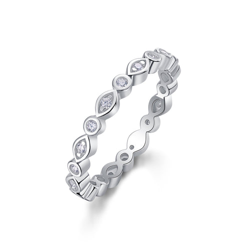 Brilliant Moissanite Eternity Band Ring in Sterling Silver