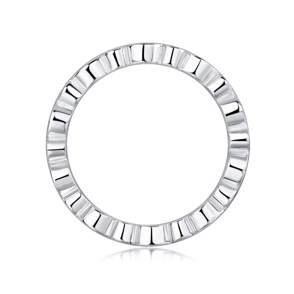 Brilliant Moissanite Eternity Band Ring in Sterling Silver