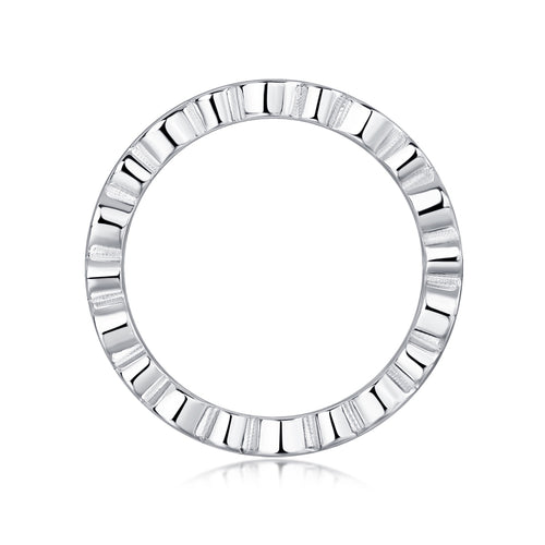 Brilliant Moissanite Eternity Band Ring in Sterling Silver