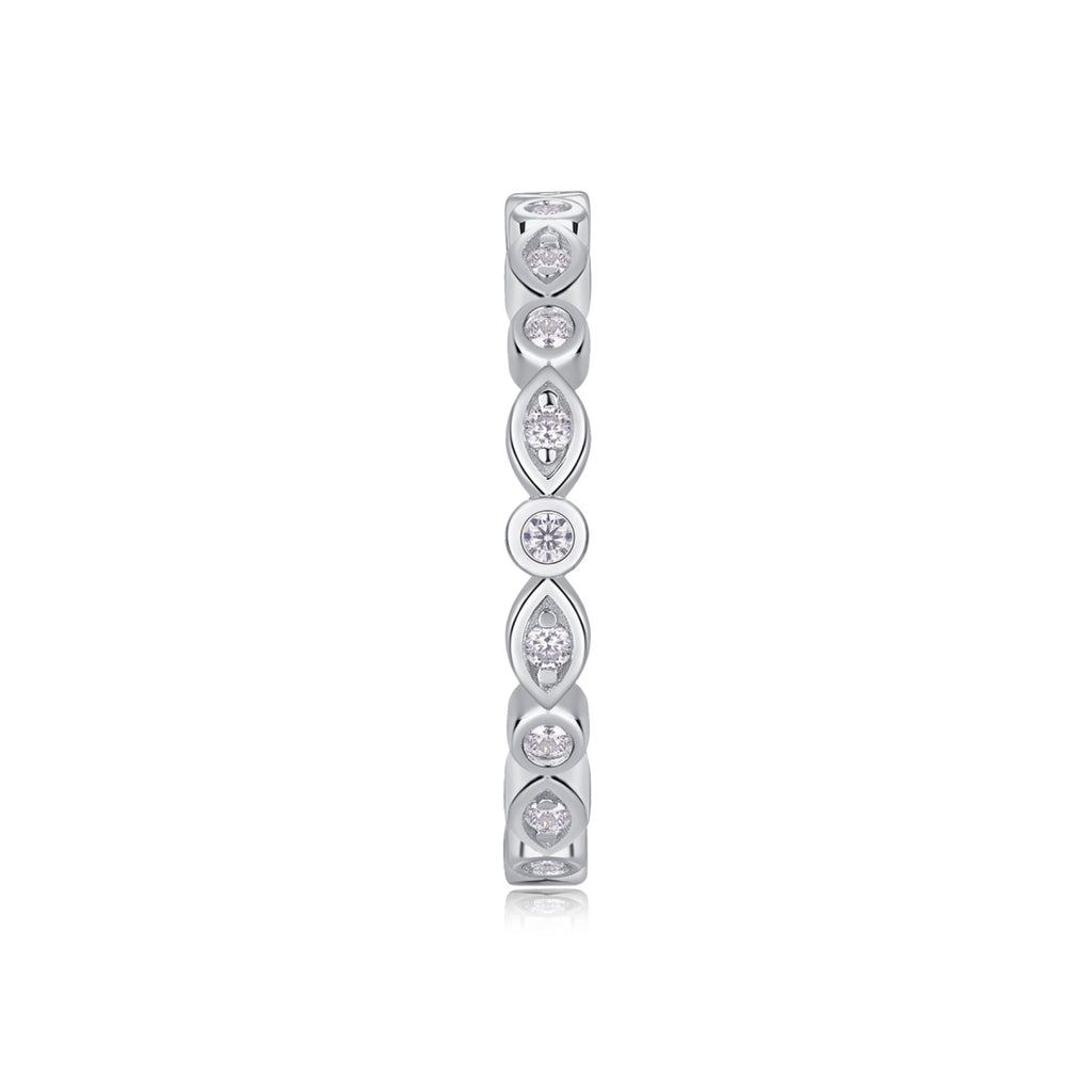 Brilliant Moissanite Eternity Band Ring in Sterling Silver