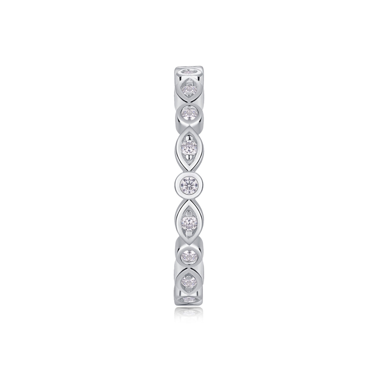 Brilliant Moissanite Eternity Band Ring in Sterling Silver