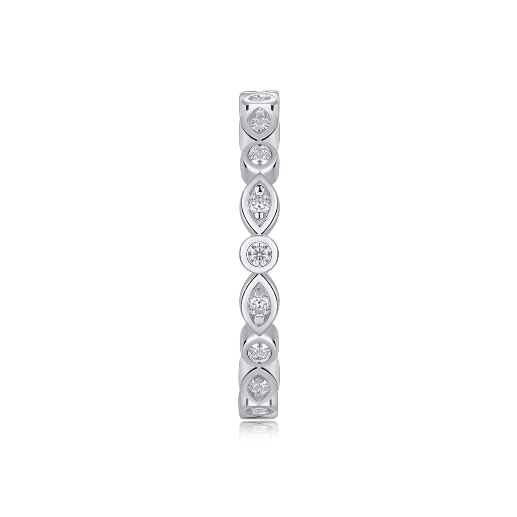 Brilliant Moissanite Eternity Band Ring in Sterling Silver