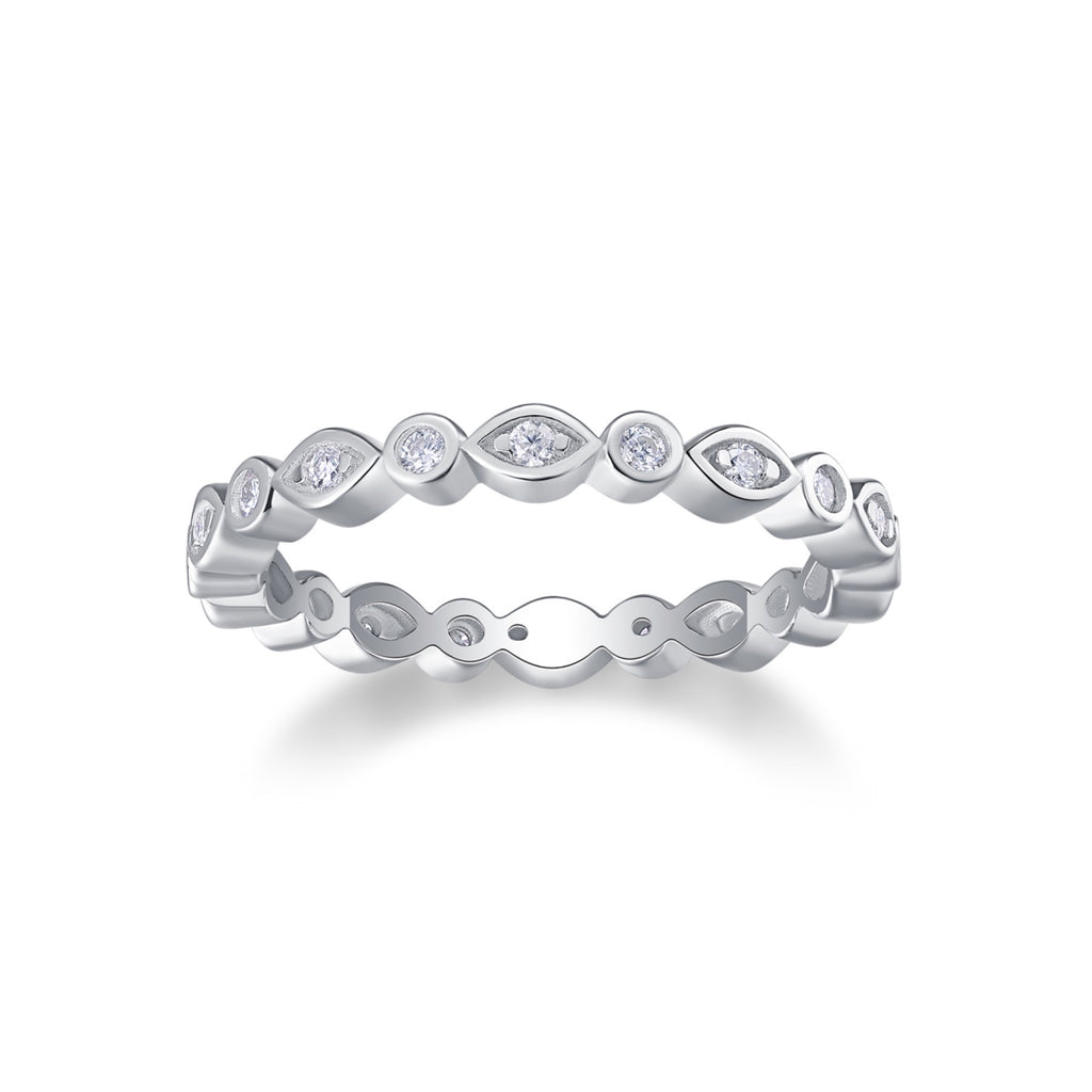 Brilliant Moissanite Eternity Band Ring in Sterling Silver
