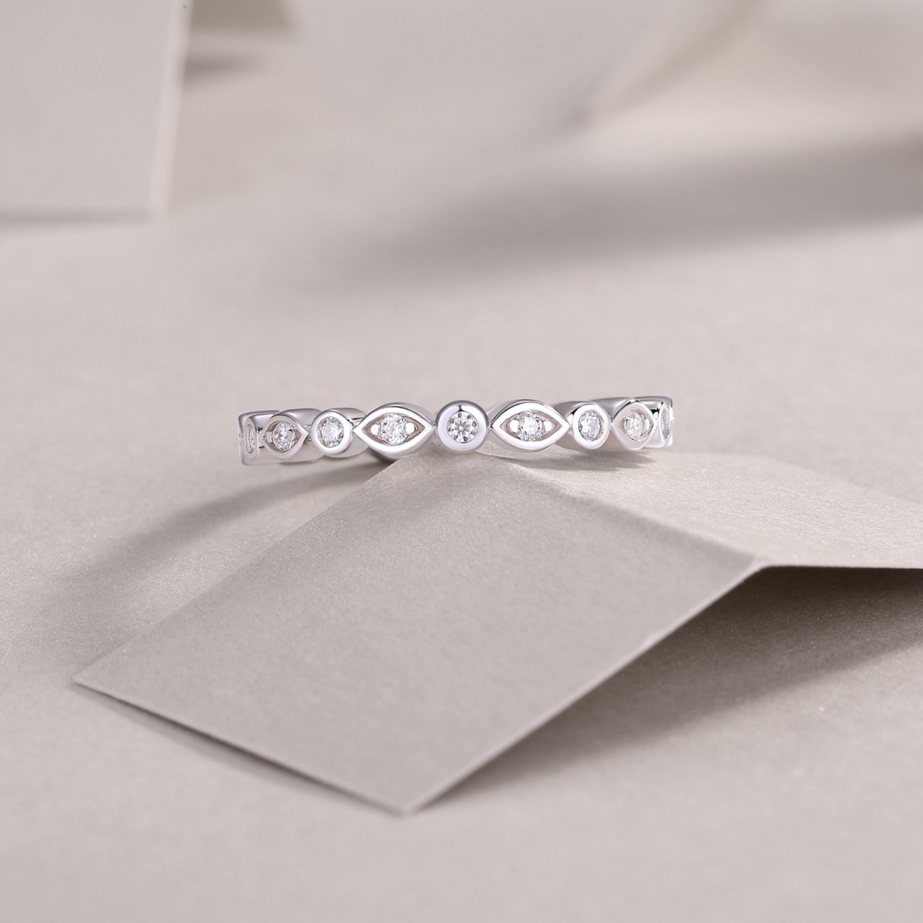 Brilliant Moissanite Eternity Band Ring in Sterling Silver