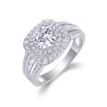 Coronet Moissanite Halo Ring in Sterling Silver