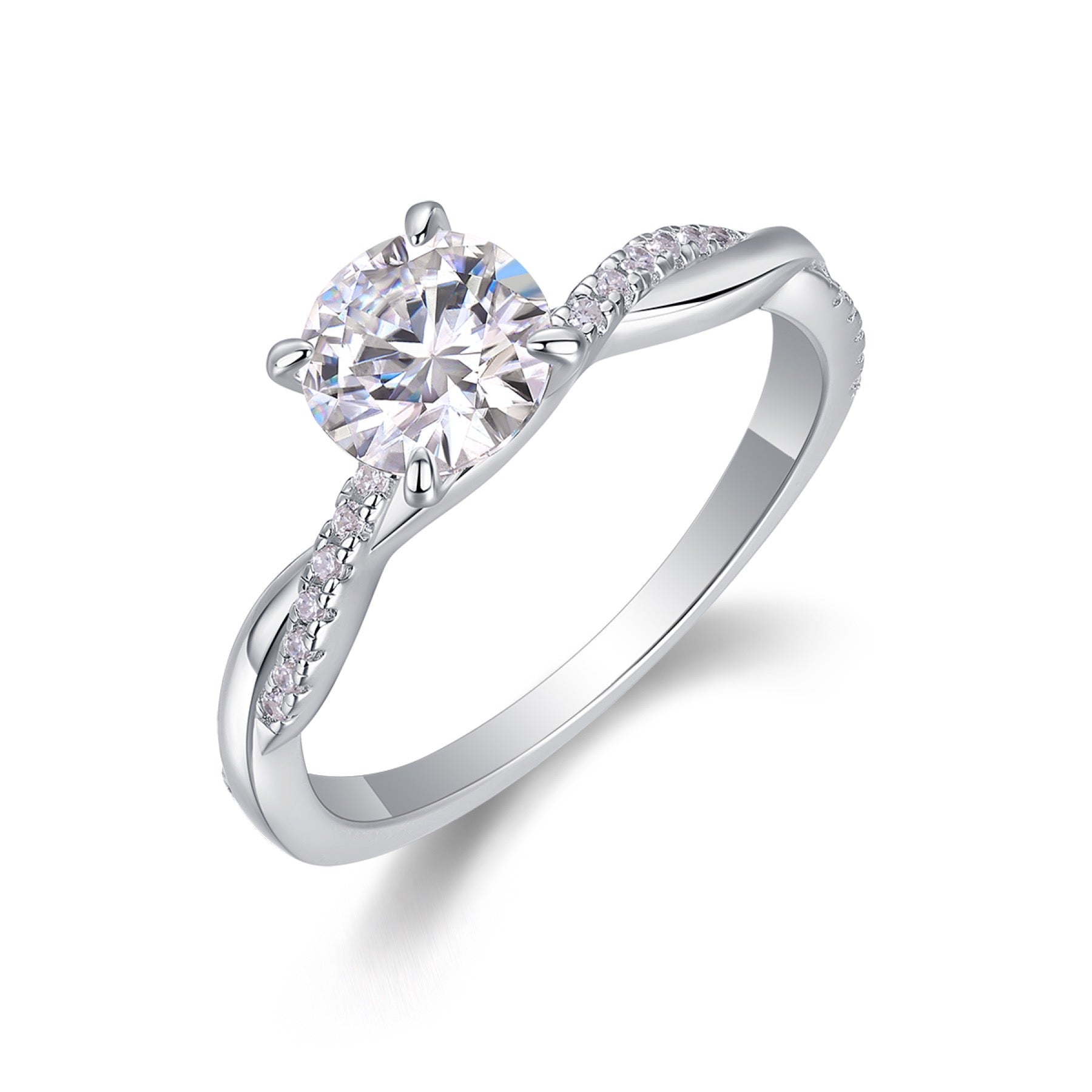 Homeward Moissanite Solitaire Ring in Sterling Silver