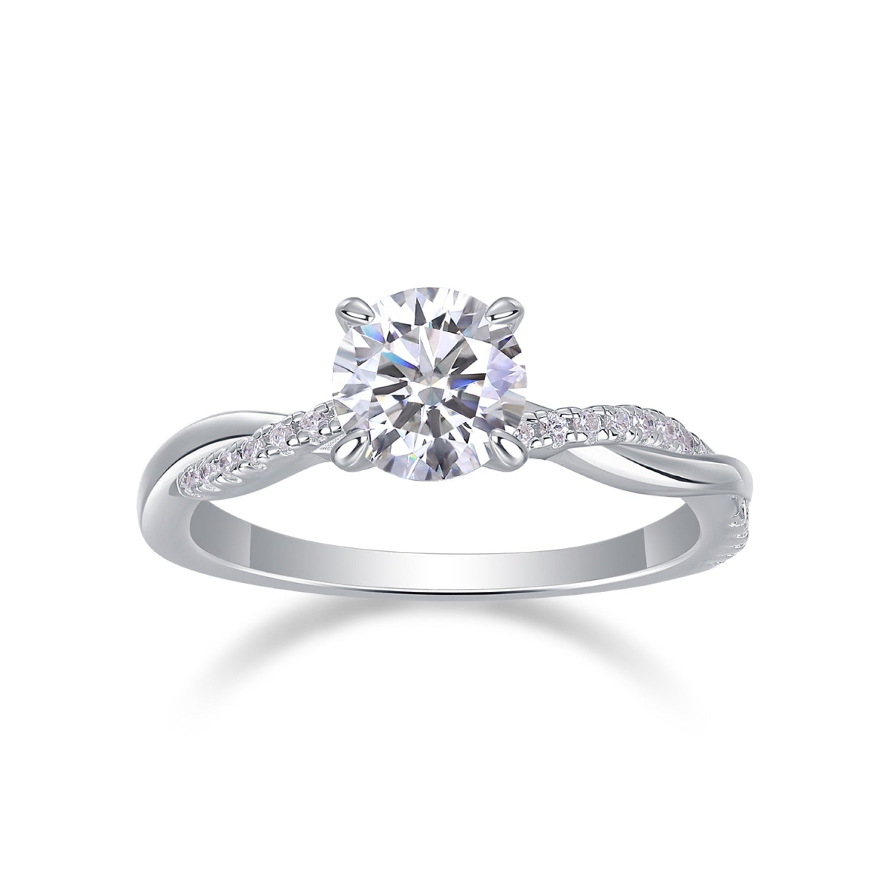 Homeward Moissanite Solitaire Ring in Sterling Silver
