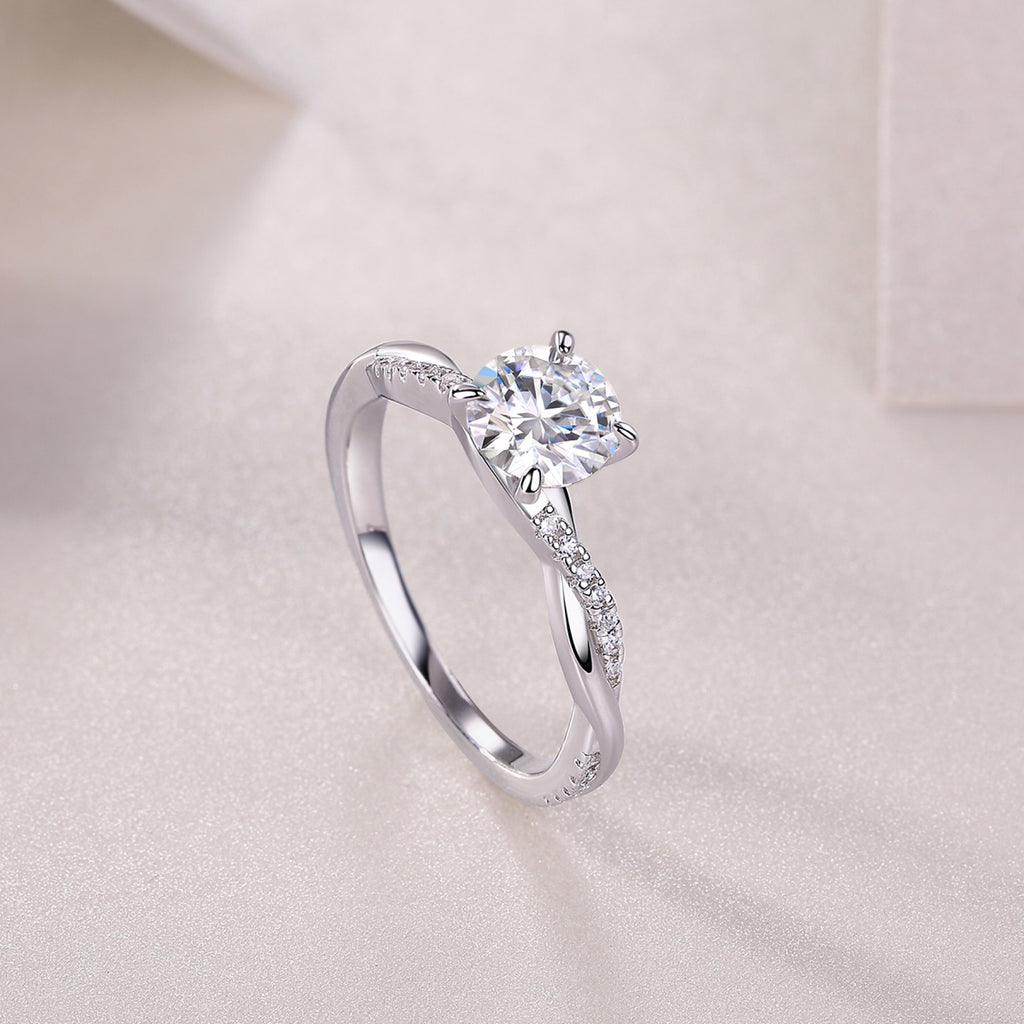 Homeward Moissanite Solitaire Ring in Sterling Silver