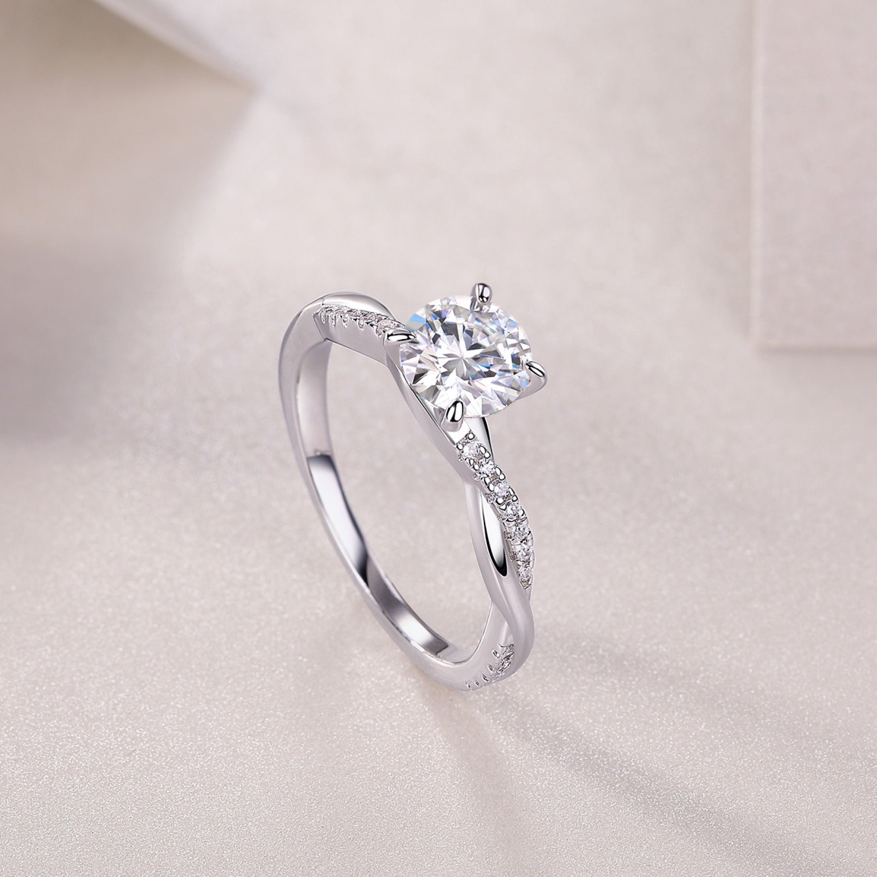 Homeward Moissanite Solitaire Ring in Sterling Silver