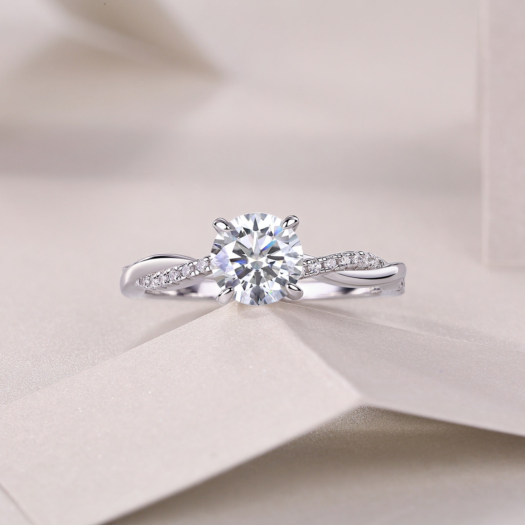 Homeward Moissanite Solitaire Ring in Sterling Silver