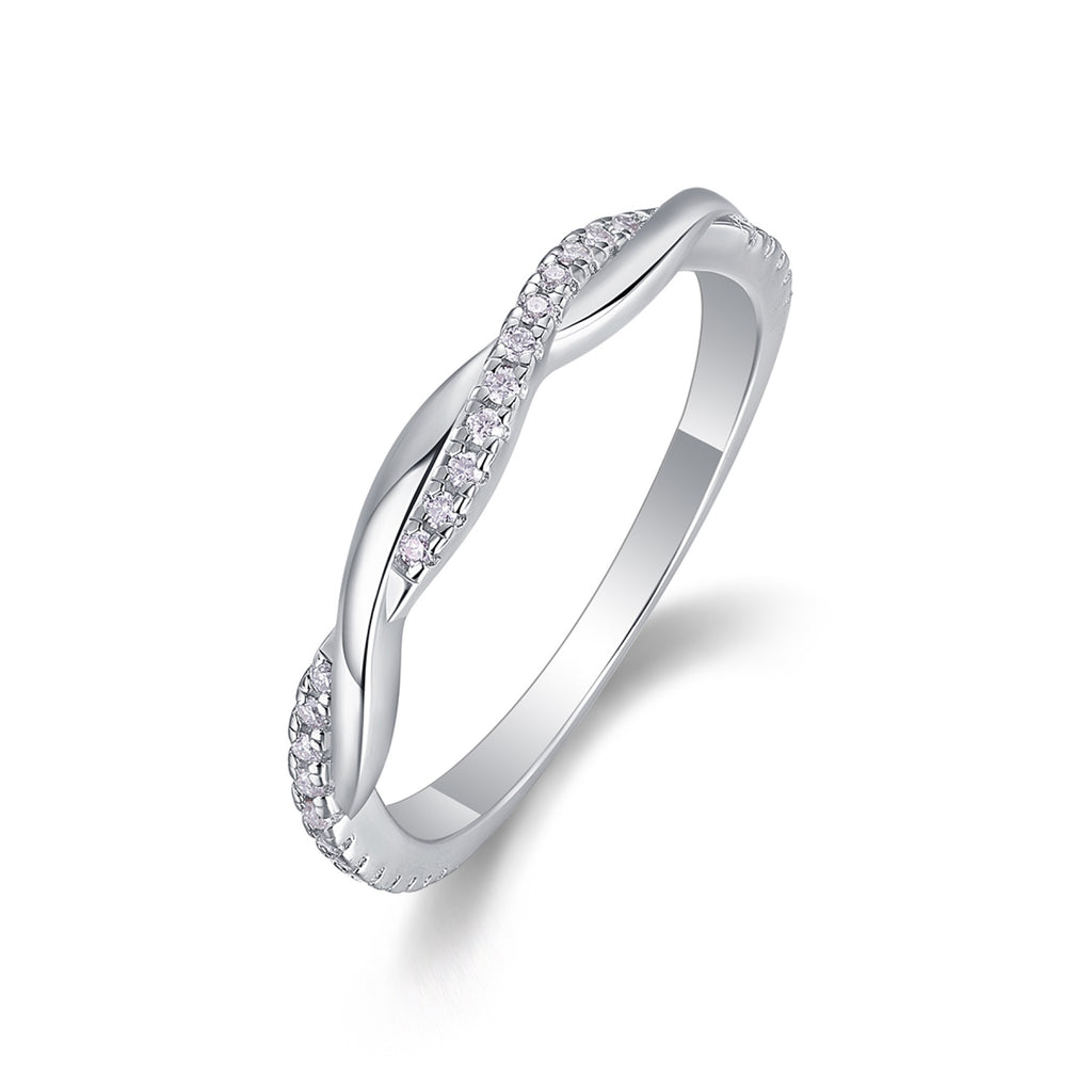 Twins Moissanite Band Ring in Sterling Silver