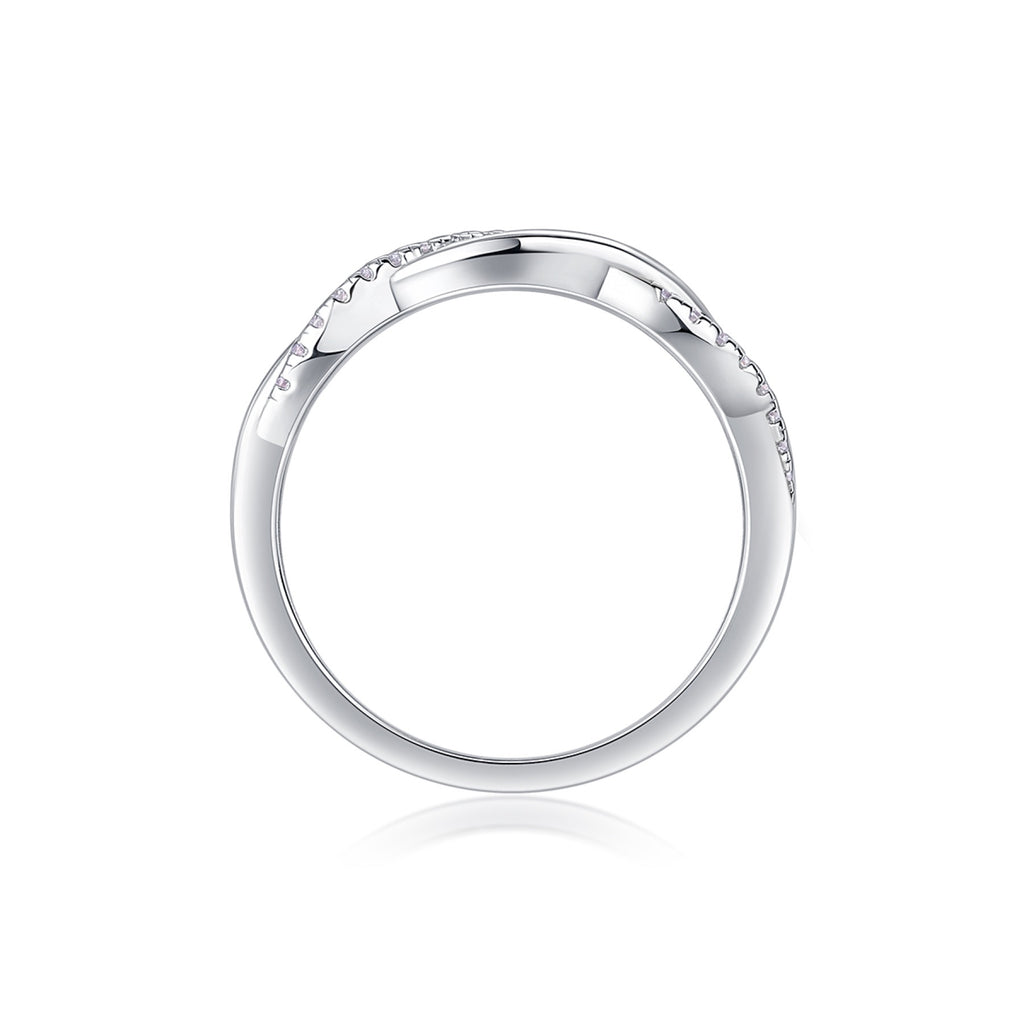 Twins Moissanite Band Ring in Sterling Silver