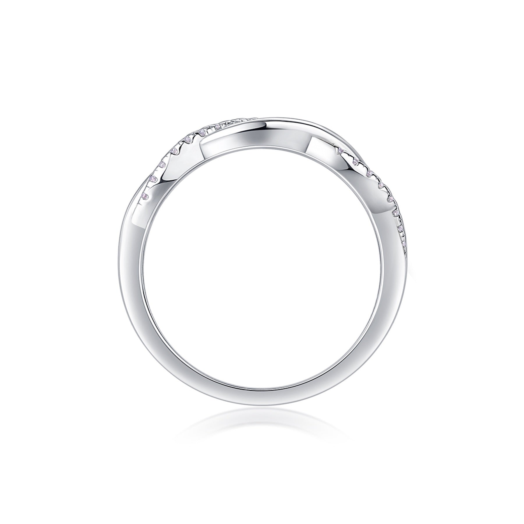 Twins Moissanite Band Ring in Sterling Silver