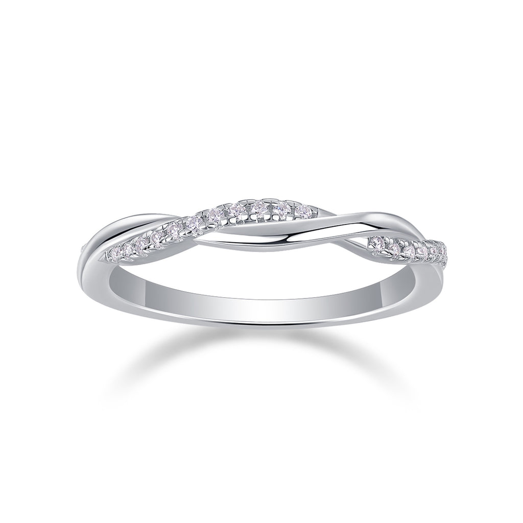 Twins Moissanite Band Ring in Sterling Silver